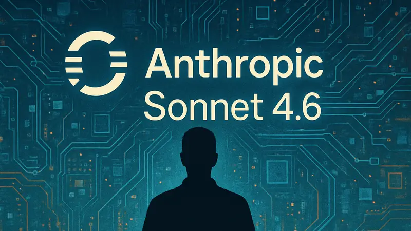 Логотип Anthropic и название ИИ-модели Sonnet 4.6 на фоне цифровых технологий