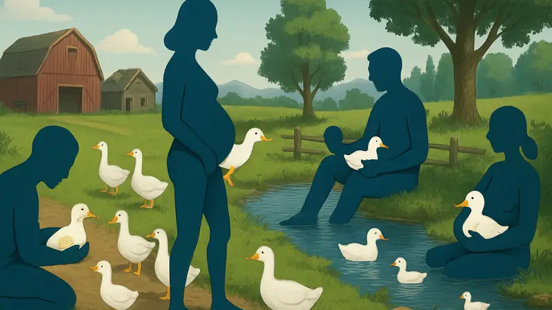 Изображение геймплея Tingus Goose с гусями и персонажами, рождающими водоплавающих.