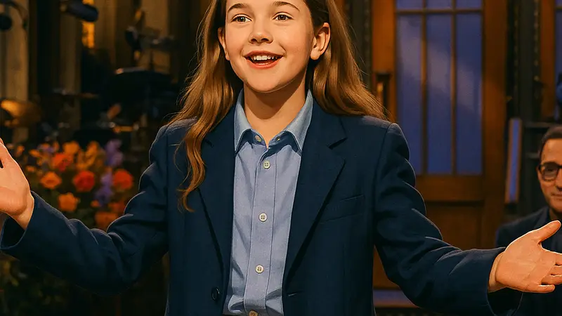 Молодая Дрю Бэрримор выступает на сцене Saturday Night Live.