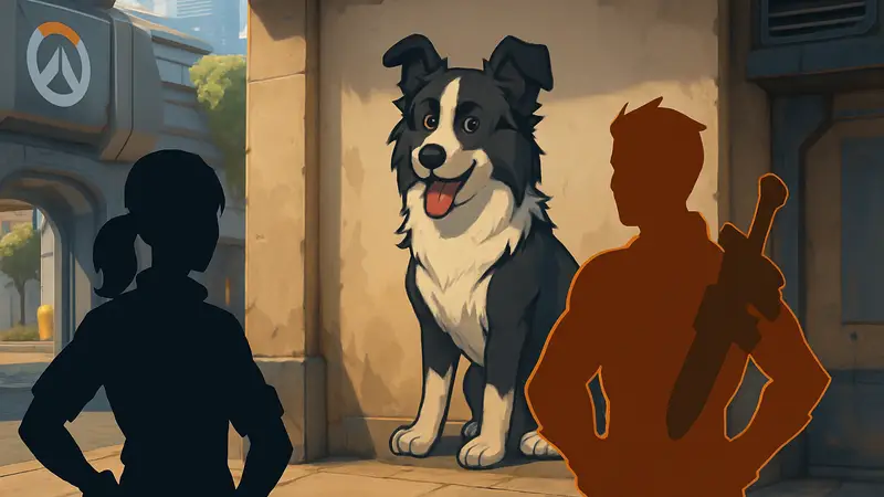 Граффити с псом Ривером в Overwatch 2, которое стало причиной слухов о новом герое-собаке.