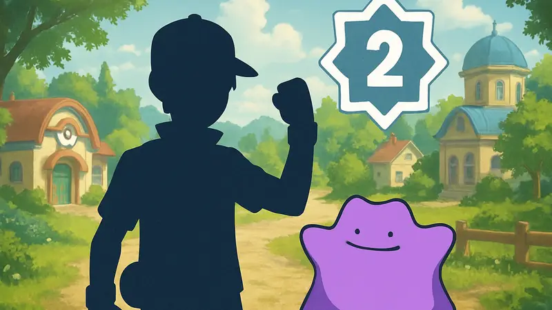 Тренер Покемонов и Дитто в Pokémon Pokopia, демонстрирующие свой ранг.