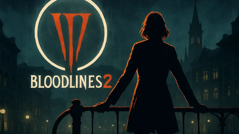 Логотип и ключевое изображение Vampire: The Masquerade – Bloodlines 2 с анонсом финального обновления.