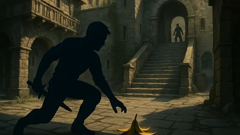 Кадр из новой игры, вдохновлённой Dark Messiah, где можно создавать банановые ловушки