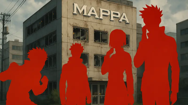 Персонажи Jujutsu Kaisen на фоне студии MAPPA, символизирующей проблемы с качеством