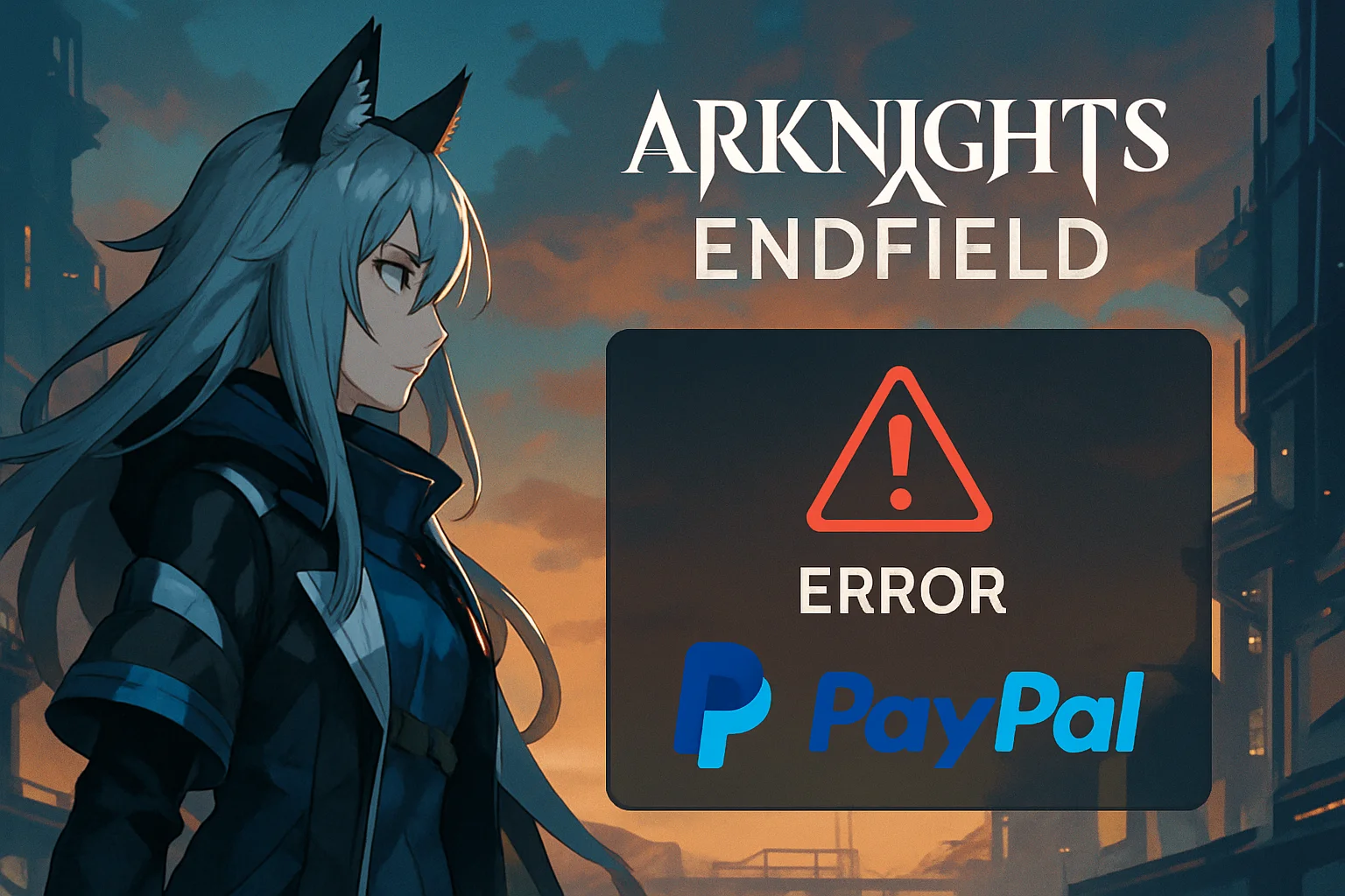 Логотип игры Arknights: Endfield или скриншот из игры с уведомлением об ошибке платежа.