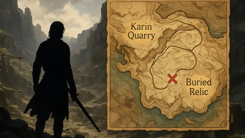 Карта Karin Quarry в Crimson Desert, местонахождение Buried Relic