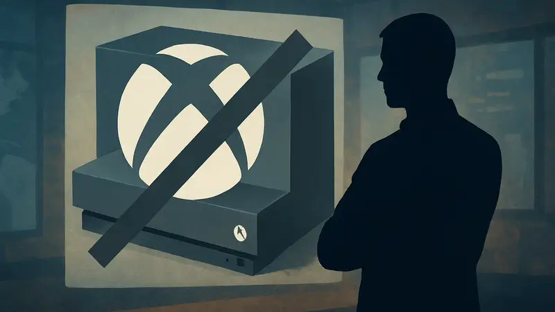 Логотип Xbox на фоне схематичного изображения консоли, символизирующего опровержение слухов о Project Helix.