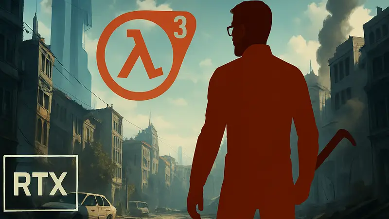 Half-Life 2 с улучшенной графикой RTX, логотип Half-Life 3, Гордон Фримен