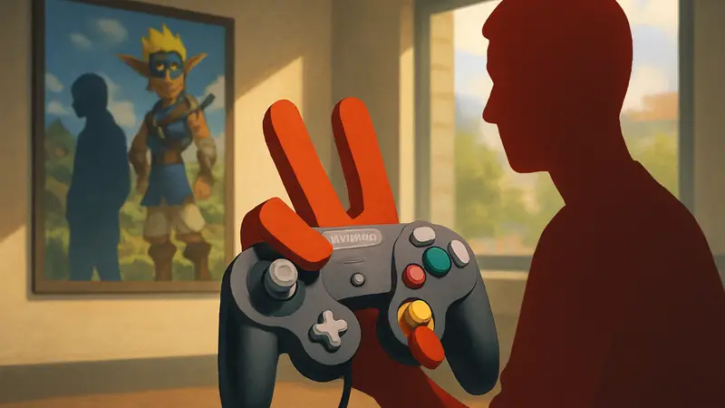 Игровой контроллер Nintendo с тремя большими пальцами, символ необычного управления.