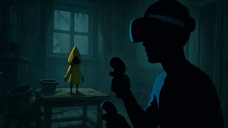 Кадр из Little Nightmares VR: Altered Echoes, показывающий персонажа в VR-окружении.