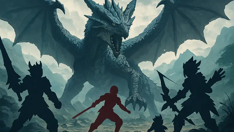 Герои Monster Hunter Stories 3 в битве с Древним Драконом Кушала Даора, тактики боя.