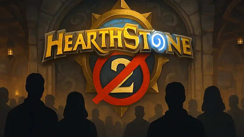 Логотип Hearthstone с перечеркнутой цифрой 2, символизирующий опровержение слухов