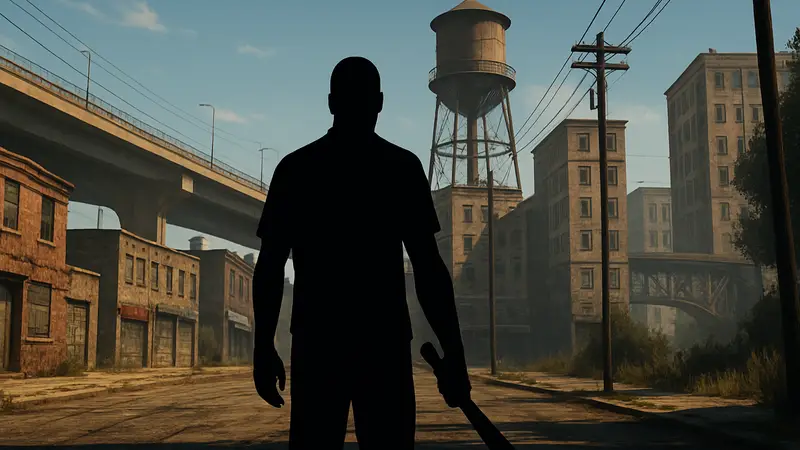 Скриншот из мода GTA Carcer City, где персонаж Manhunt находится в открытом мире San Andreas