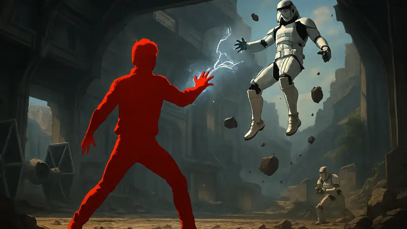 Игрок использует мощные способности Силы в видеоигре по Star Wars, превосходя джедаев из фильмов.