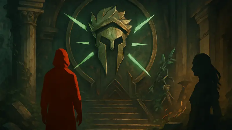 Логотип Supergiant Games на фоне символики Hades II, анонсирующий новую игру студии