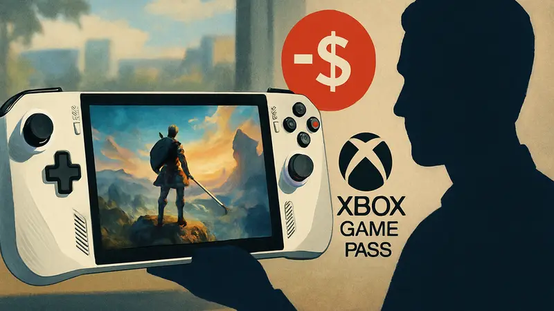 Игровая портативная консоль Asus ROG Ally со скидкой, на экране игра.