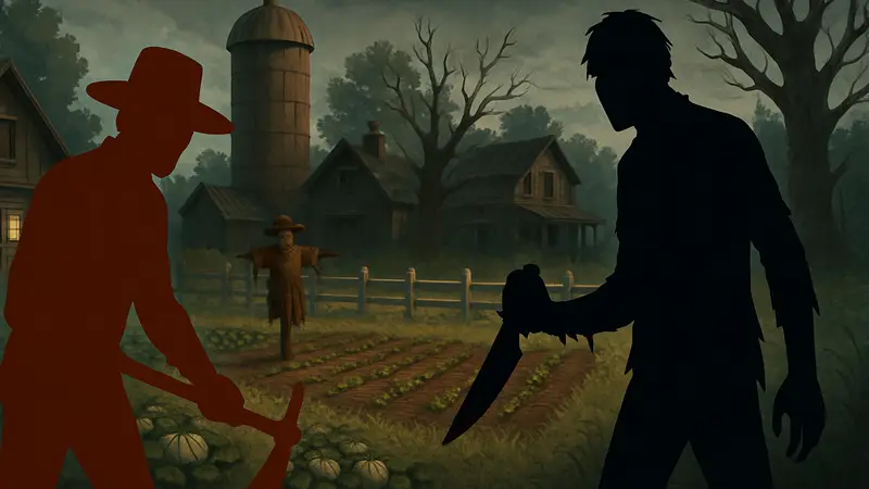 Кадр из игры Grave Seasons, демонстрирующий смешение фермерского симулятора и хоррора.