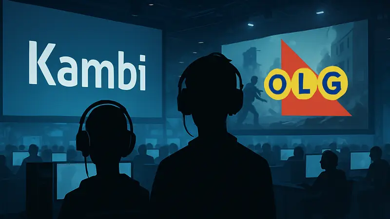 Киберспорт: логотип Kambi Group рядом с логотипом Ontario Lottery and Gaming Corporation.