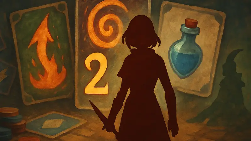 Логотип Slay the Spire 2 на фоне элементов карточной игры