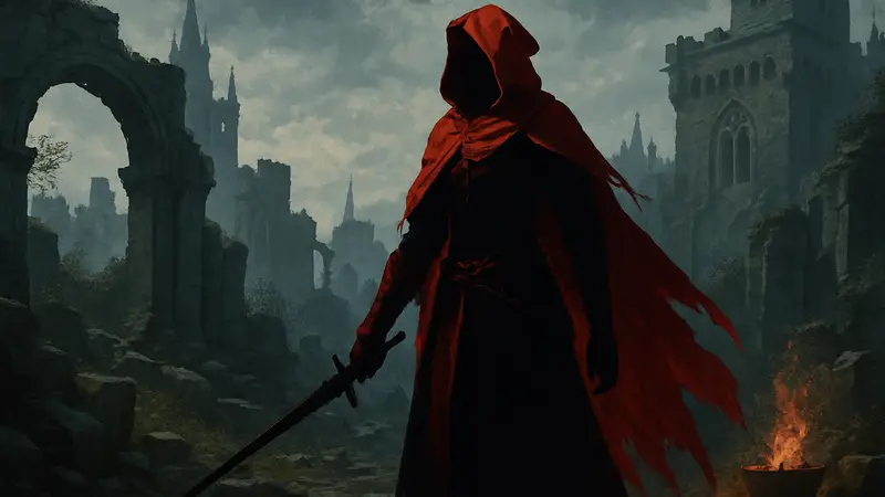 Косплей Хранителя Бездны из Dark Souls III, выполненный Еленой Заднепровской, демонстрирующий детали костюма и атмосферу.