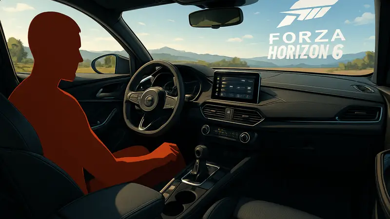 Кастомизированный салон автомобиля в гоночной игре Forza Horizon 6.