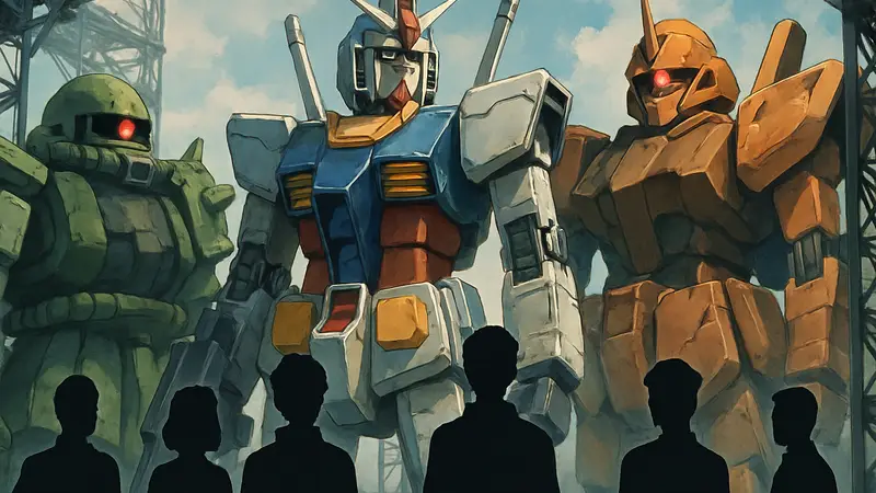 Подборка главных героев и мобильных доспехов из разных аниме Mobile Suit Gundam, вселенная UC.