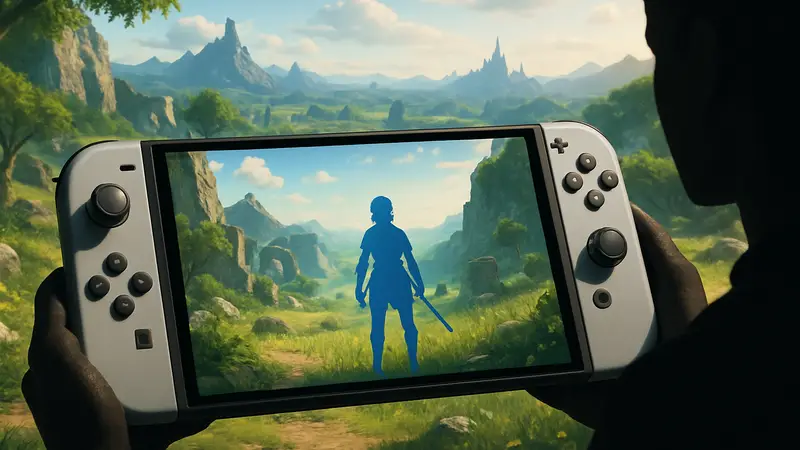Nintendo Switch 2 в портативном режиме, демонстрирующая улучшенную графику