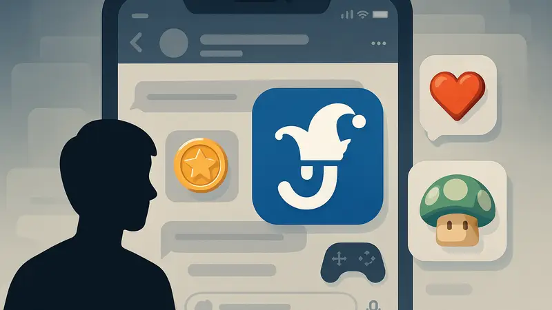 Логотип Jest на фоне интерфейса мессенджера с игровыми элементами, символизирующий интеграцию.