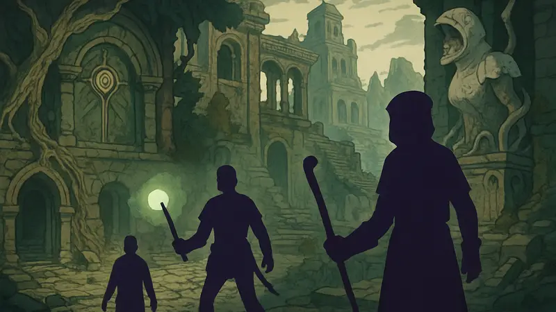 Кадр из игры Esoteric Ebb, демонстрирующий её уникальный визуальный стиль и элементы CRPG.