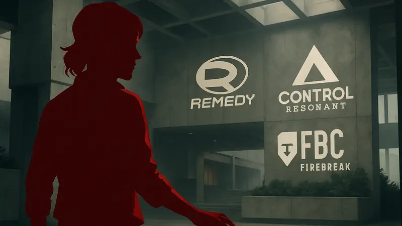 Джесси Фейден из игры Control, логотип Remedy Entertainment, Control Resonant, FBC: Firebreak.