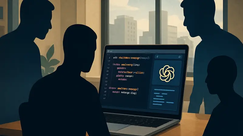 Интерфейс приложения OpenAI Codex на экране MacBook с ИИ-кодом.