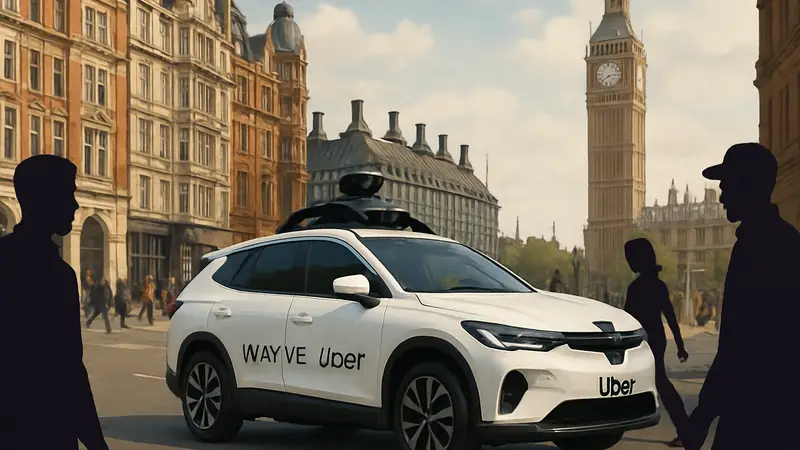 Беспилотное такси Wayve на улицах Лондона с логотипом Uber
