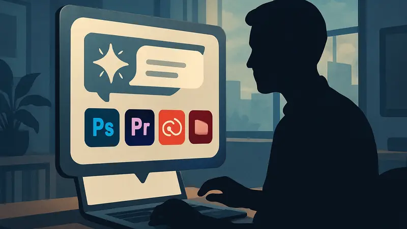 Интерфейс Adobe Firefly AI Assistant, управляющий приложениями Creative Cloud через текстовые команды.