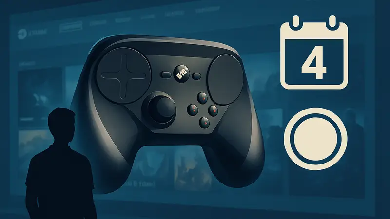 Обновленный Steam Controller от Valve на фоне интерфейса Steam, анонс даты выхода и цены
