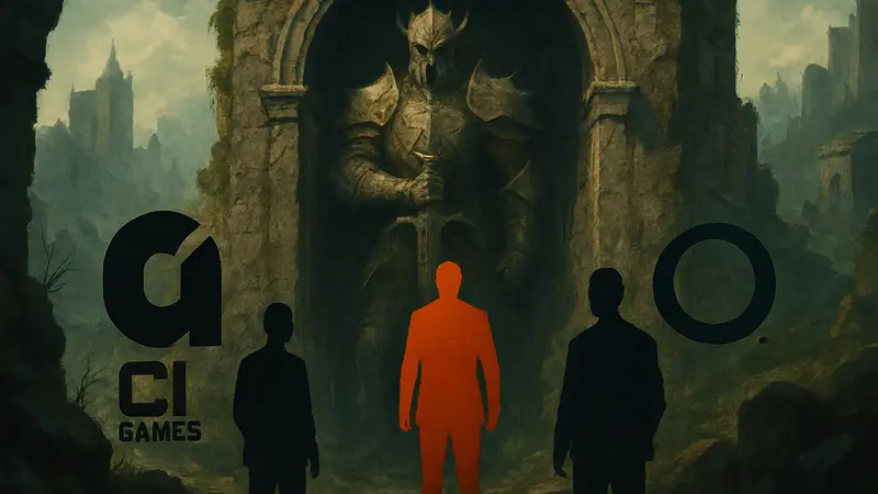 Логотип игры Lords of the Fallen II и студий CI Games, Bluepoint Games.