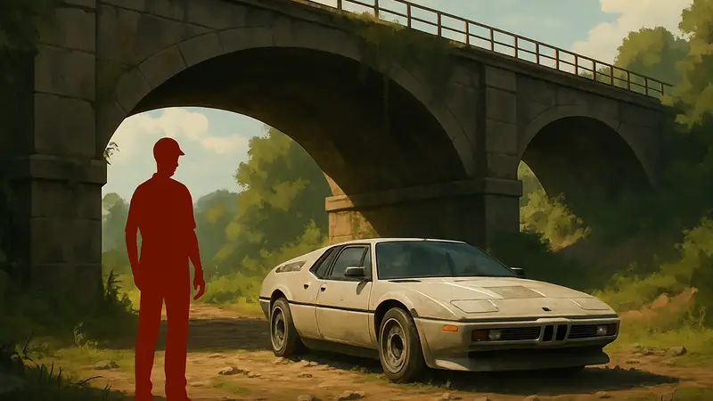 BMW M1 1981 года под железнодорожным мостом в Forza Horizon 6.