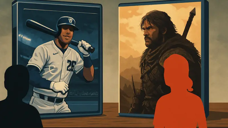 Обложки игр MLB The Show и Crimson Desert, символизирующие их соревнование в чартах продаж.