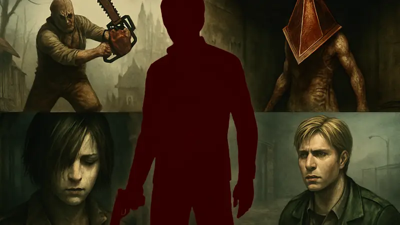 Коллаж из обложек лучших хоррор-игр 2000-х годов, включая Resident Evil 4 и Silent Hill 2.