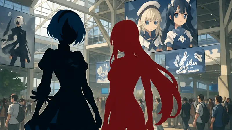 Персонажи 2B и A2 из NieR Automata в стиле Azur Lane на Anime Expo 2026