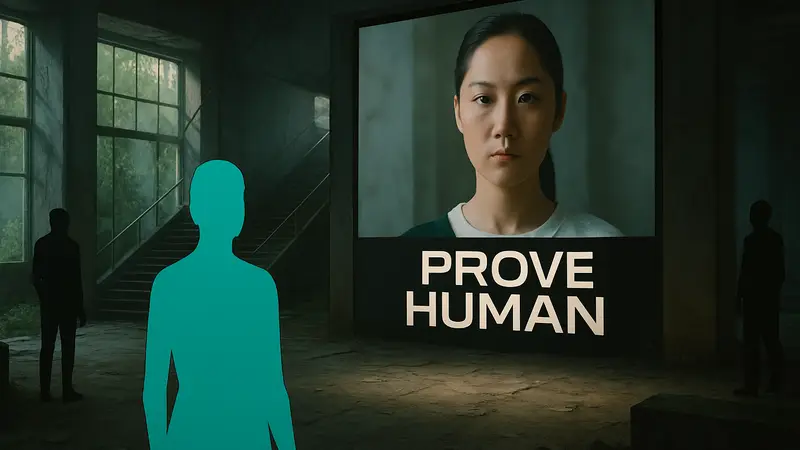 Скриншот из игры Prove You're Human, демонстрирующий смешение 3D-графики и FMV-вставок