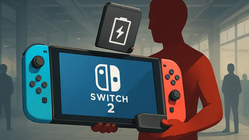 Консоль Nintendo Switch 2 с акцентом на сменную батарею