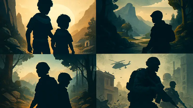 Коллаж из скриншотов или обложек игр, намекающих на 'эмоциональное путешествие двух братьев' и 'тактические военные операции'.