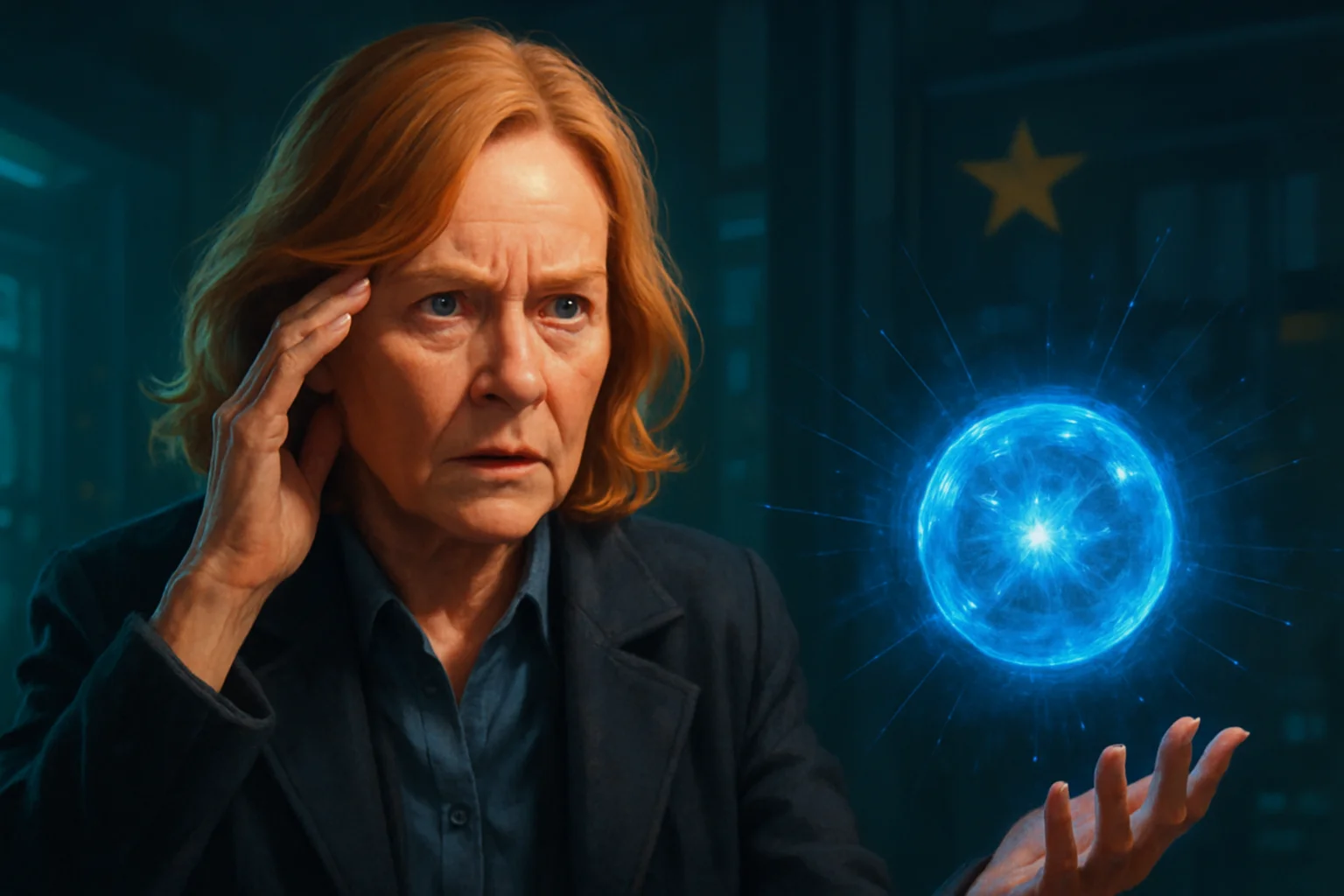 Эми Мэдиган в образе из научно-фантастического сериала «Грань», демонстрирующая мастерскую игру.