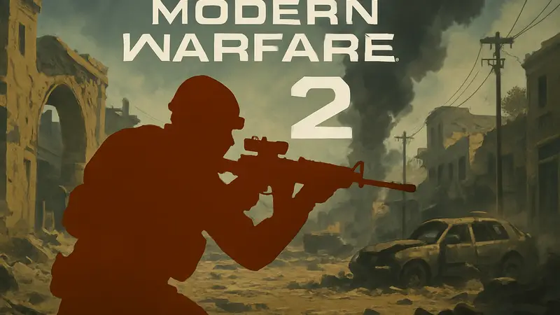 Логотип Call of Duty: Modern Warfare 2 на фоне солдата в действии, отражающий критику геймплея