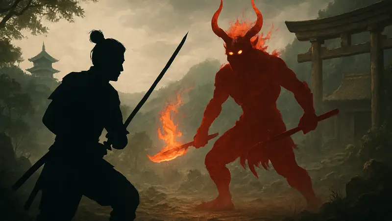 Герой Nioh 2 готовится к битве с ёкаем в феодальной Японии.
