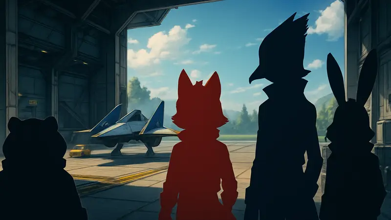 Кадр из аниме Star Fox Zero – The Battle Begins с персонажами