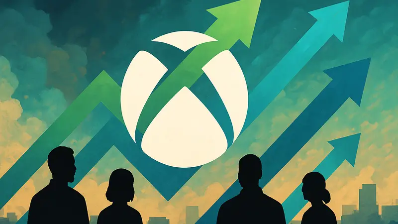 Логотип Xbox на фоне изменяющейся графики, символизирующей перемены.