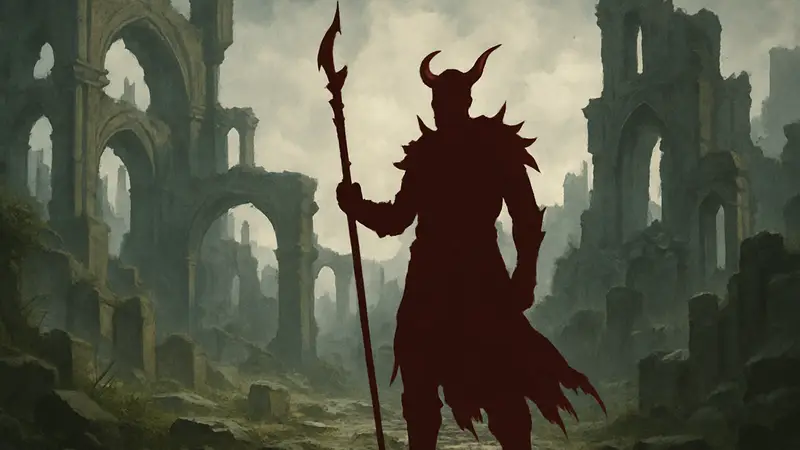 Valor Mortis: мрачный арт с персонажем, возможно озвученным Nergal, на фоне фэнтезийных руин.