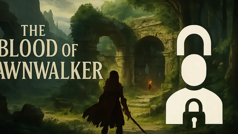 Логотип игры The Blood of Dawnwalker, скриншот геймплея The Blood of Dawnwalker, Denuvo антипиратская защита.