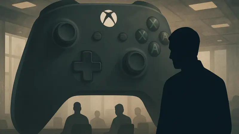 Логотип Xbox на фоне геймпада, символизирующий замедление роста после сделки с Activision.